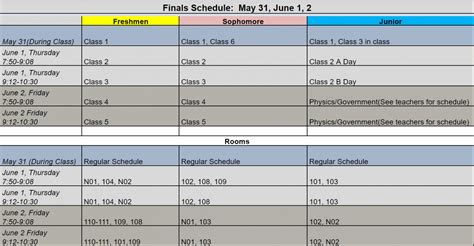 Finals Schedule | MTCHS