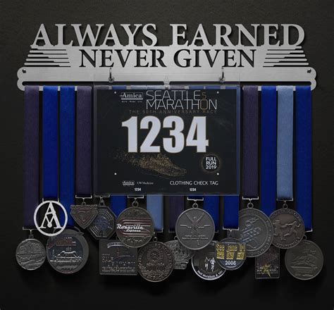 Always Earned Never Given Compact Bib and Medal Display | Sport ...