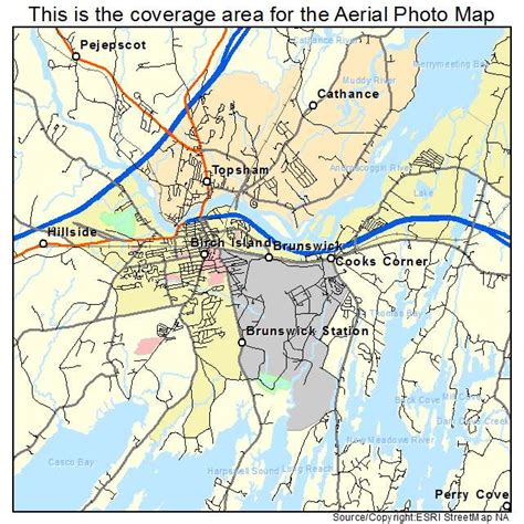 Aerial Photography Map of Brunswick, ME Maine