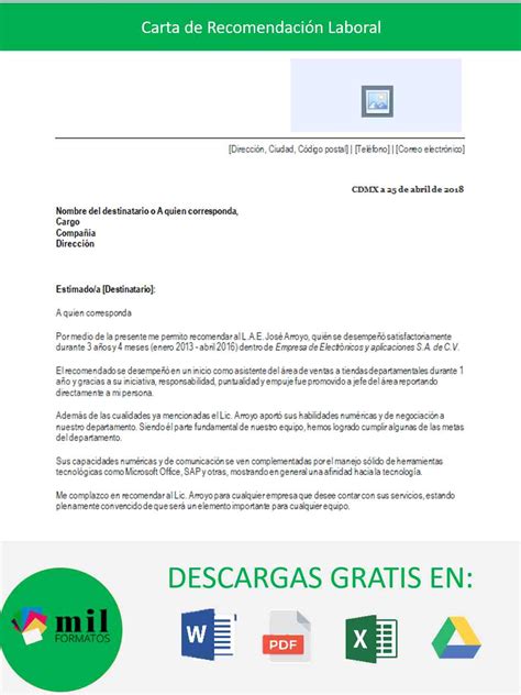 Carta de Recomendación Laboral Ejemplos, Formatos 2024