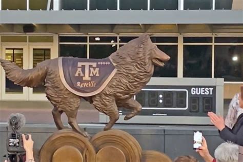 Texas A&M Aggies unveil dog mascot Reveille statue outside Kyle Field ...