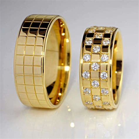 Couple wedding ring | Gold rings fashion, Gold ring designs, Mens gold rings