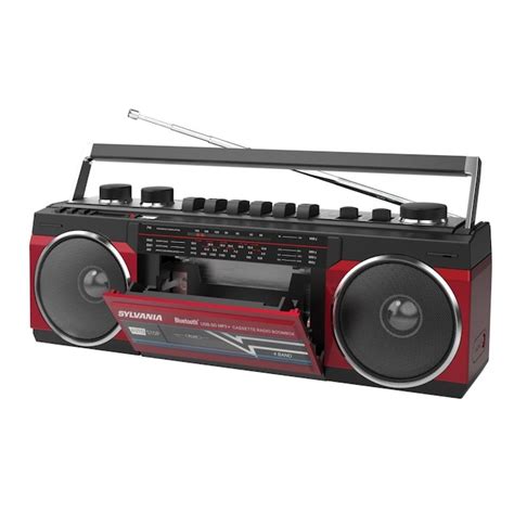 SYLVANIA Bluetooth Retro Cassette Boombox with FM Radio (Red) in the Boomboxes & Radios ...