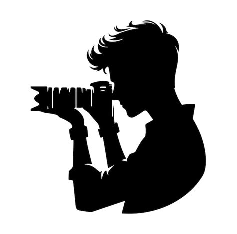 Premium Vector | Photographer man camera silhouette vector