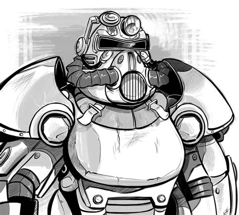 Fallout Power Armor Drawing at PaintingValley.com | Explore collection ...