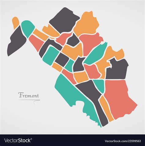 Fremont california map with neighborhoods Vector Image