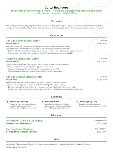 5 English Teacher Resume Examples & Guide for 2024