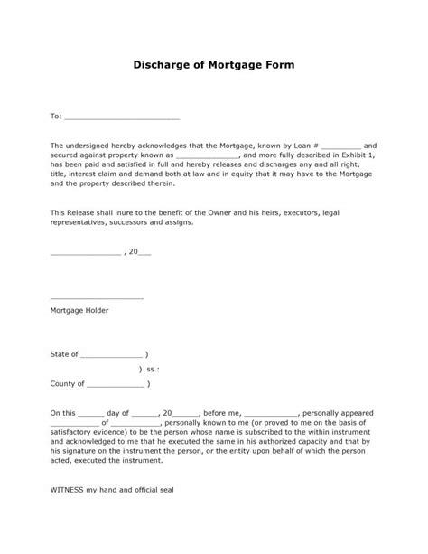 Free Discharge of Mortgage Form | PDF Template | Form Download