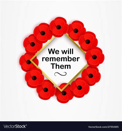 Remembrance day poppy wreath with a place Vector Image