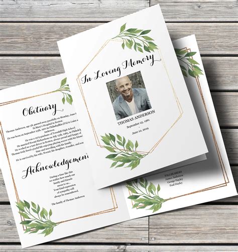 Editable Downloadable Funeral Program Template