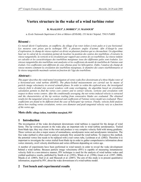 (PDF) Vortex structure in the wake of a wind turbine rotor