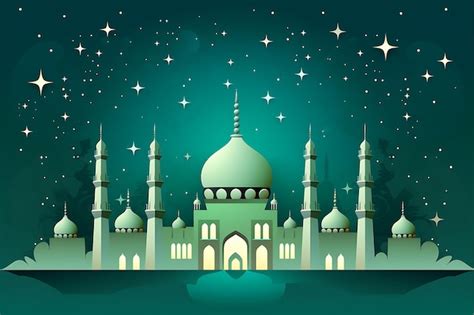 Premium Vector | Mediterranean Mosque Green Background Two