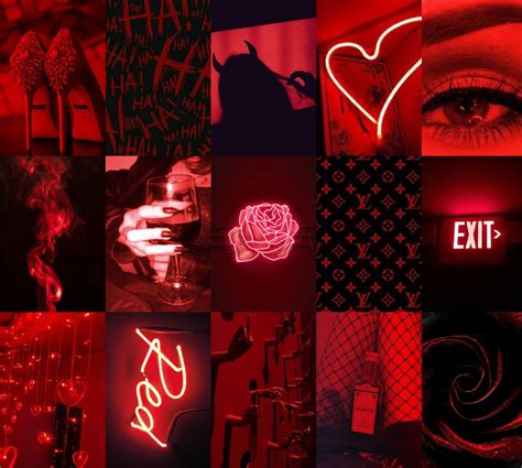 Red Aesthetic Collage Wall Kit Neon Red Collages Printable | Etsy