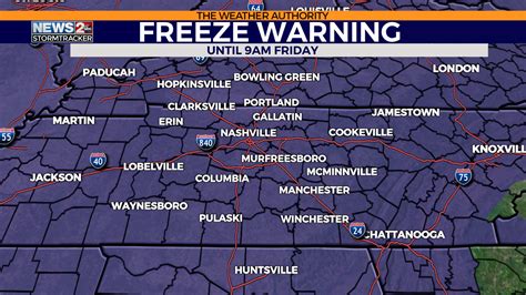 Freeze & Hard Freeze Warnings in effect for Middle Tennessee through ...