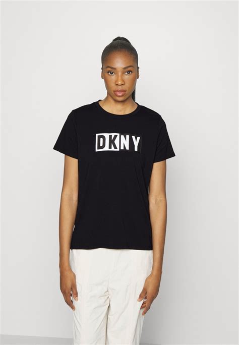 DKNY TWO TONE LOGO TEE - Print T-shirt - black - Zalando