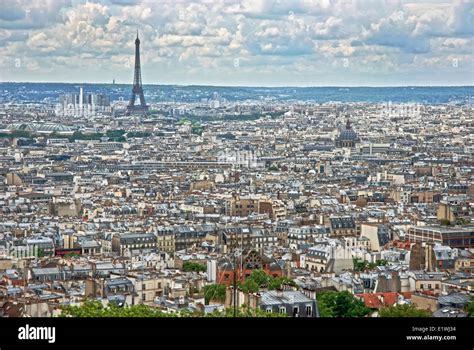 Paris skyline, view from Sacre Coeur basilica dome, Paris, France Stock Photo, Royalty Free ...