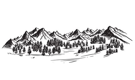 Mountain landscape, hand drawn illustration 12025622 Vector Art at Vecteezy