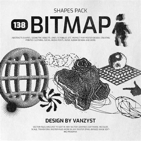 138 Bitmap Vector Shapes Pack Vector Graphics, Vector File, Base Image, Bitmap, Vector Shapes ...