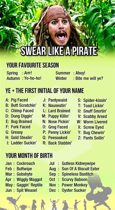 Yo-ho-ho! Ye Pantywaist Spit Weasel | Funny name generator, Funny names, Really funny memes