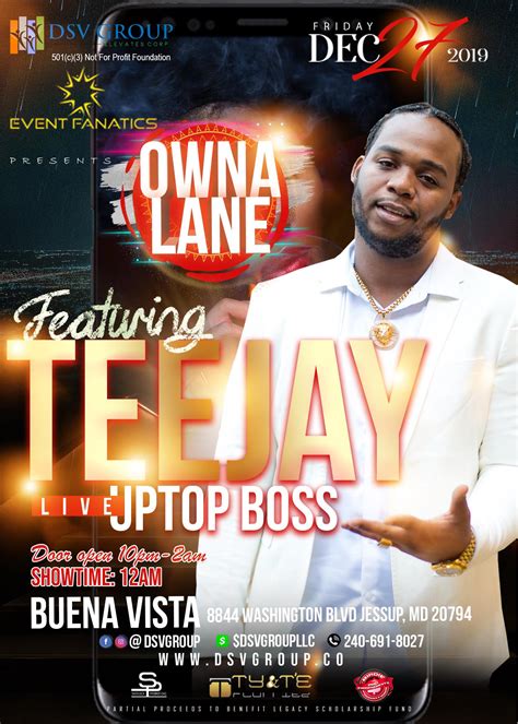 Buy Tickets to Teejay Uptop Boss - Owna Lane - Dec 27, 2019 in JESSUP on Dec 27, 2019