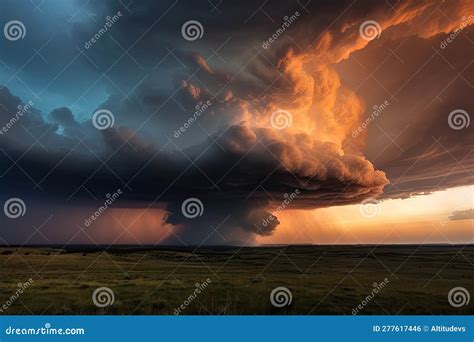 Stunning Sunset, with Storm Clouds and Tornadoes in the Background ...