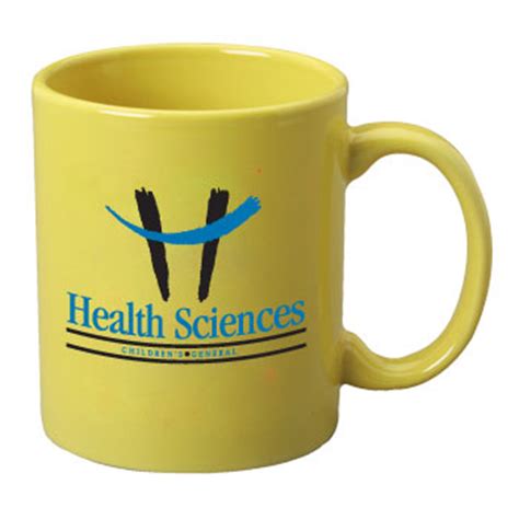 Yellow Imprinted Coffee Mugs, Promotional Ceramic Mugs, Logo Coffee Mugs