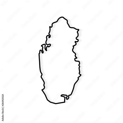 black outline of Qatar map- vector illustration Stock Vector | Adobe Stock