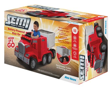 Semi-Truck and Trailer Ride-On Toy by Kid Trax Red, Rig – LifeToyZ