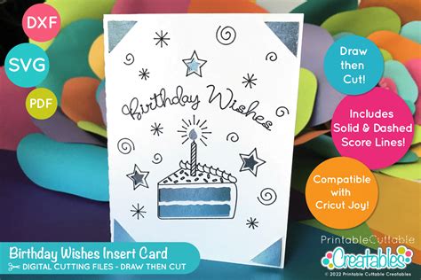 Birthday Wishes Insert Card Free SVG File for Cricut
