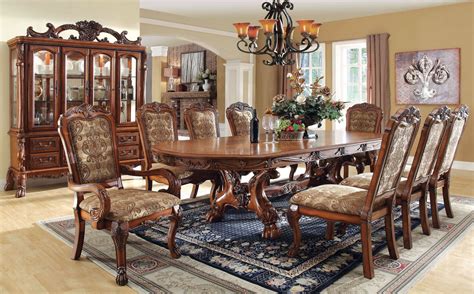 Medieve Antique Oak Rectangular Extendable Trestle Dining Room Set from Furniture of America ...