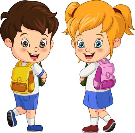 Happy children go to school 5112502 Vector Art at Vecteezy