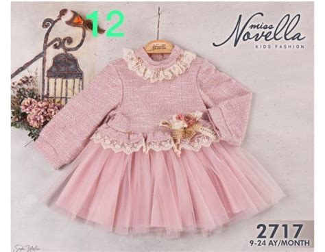 Baby Girls Glitter Embossed Lace Trim Full Sleeve Dress (9-24M ...