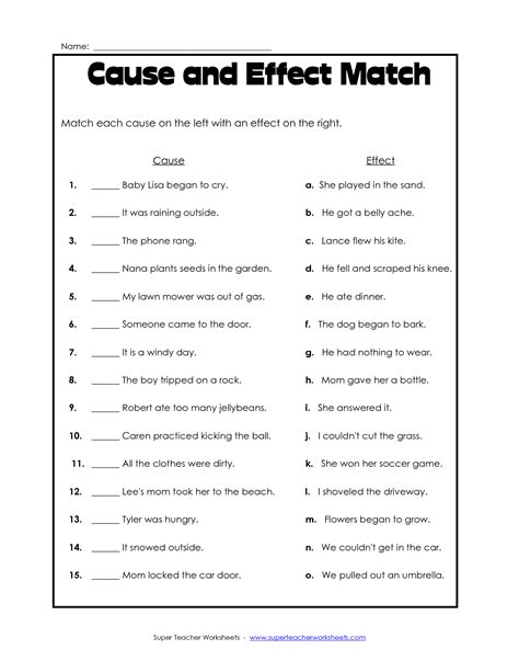 Free Printable Cause And Effect Worksheets