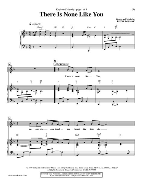 There Is None Like You Sheet Music PDF (Lenny LeBlanc) - PraiseCharts