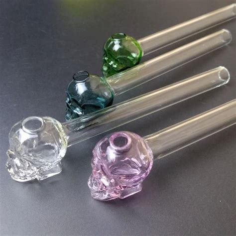 Colorful Great Pyrex 5.5''skull Glass Oil Burner Pipe Thick color Glass for oil rigs glass water ...