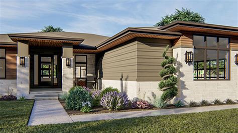 1-Story Modern Prairie-Style House Plan with Side Load Garage - 62808DJ ...