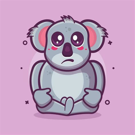 funny koala animal character mascot with sad expression isolated cartoon in flat style design ...