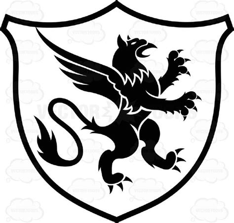 Black And White Rearing Gryphon Coat Of Arms Inside Geometric ...