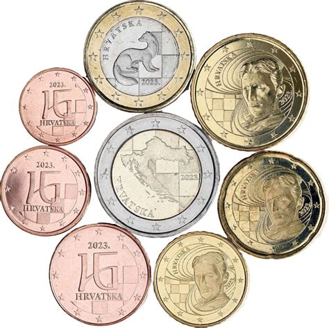 Croatia Euro Coins - 1, 2, 5, 10, 20, 50 Cents and 1, 2 € / 3.88€ Set ...