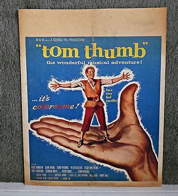 TOM THUMB original 1958 movie poster RUSS TAMBLYN/GEORGE PAL/PETER ...