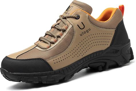 Safety Shoes Men Lightweight Breathable Steel Toe Work Shoes Summer Brown Size: 12.5 UK: Amazon ...