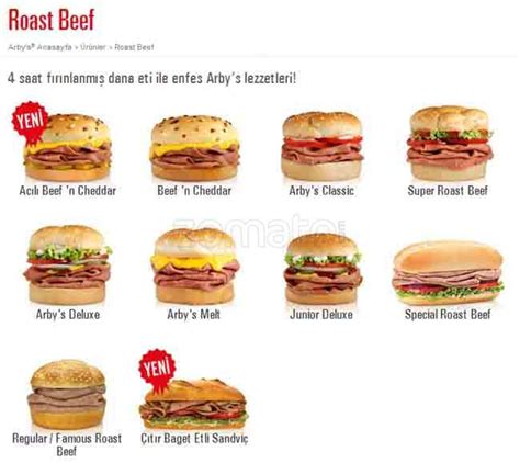 Menu at Arby's, Ankara, Bilkent