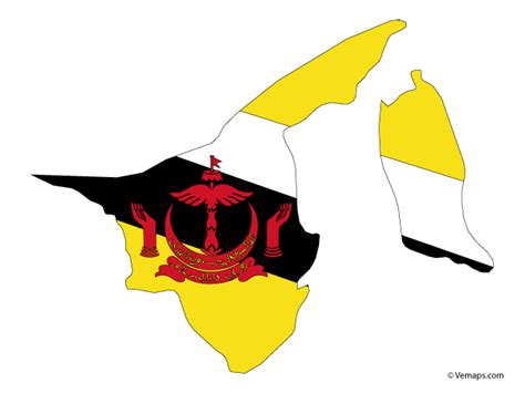 Flag Map of Brunei | Free Vector Maps Brunei Darussalam, Map Vector, Vector Free, Brunei Flag ...