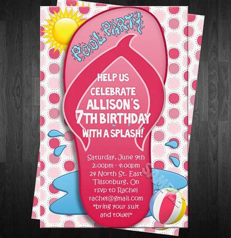 Pin by Pool Pricer on Summer Pool Party Ideas | Birthday invitations girl, Flip flop birthday ...