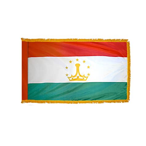 Tajikistan Flag 3 x 5 ft. Indoor Display Flag with Gold Fringe