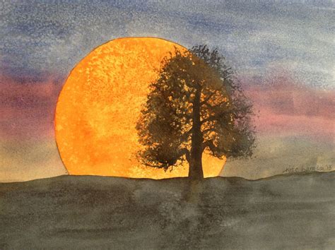 "Harvest moon" 11 X 14 | Original watercolor painting, Art club, Art