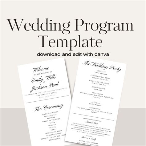 Wedding Program Canva Template - Etsy