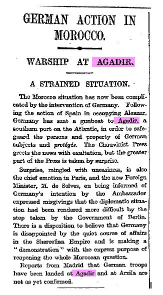 World War 100: 1 July - The Agadir Crisis of 1911 - OpenLearn - Open University