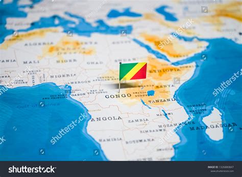 the Flag of congo in the world map - Royalty Free Stock Photo 1326880847 - Avopix.com