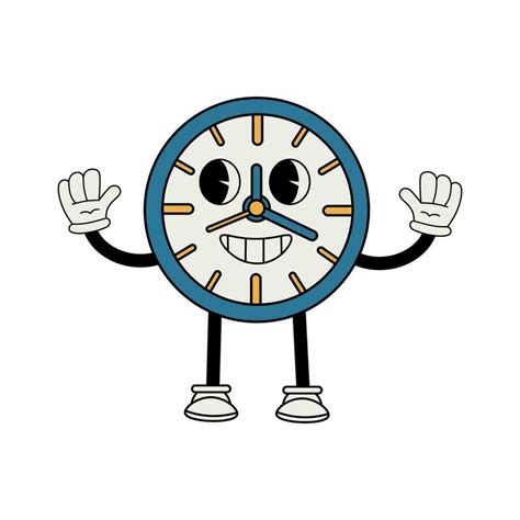 Clock character in 70s cartoon style 27880306 Vector Art at Vecteezy